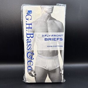 G H Bass & Co Vintage 3 Pk Fly Front Briefs Size L 36-38, New Open Box